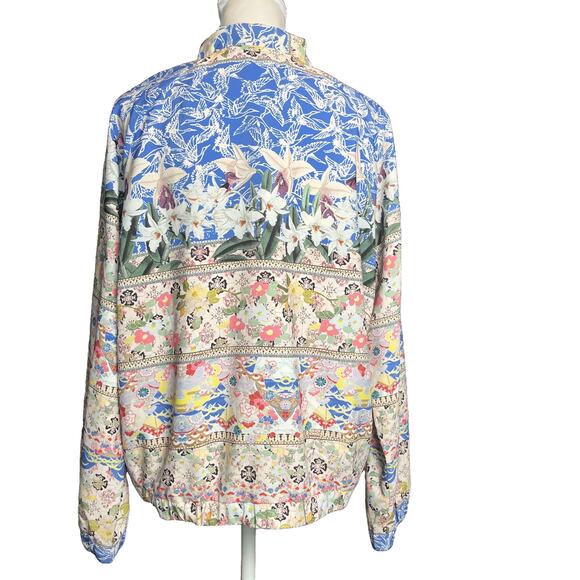 Yumi Floral Bomber Jacket Size 12 Lightweight Zip Up boho eclectic coastal - Picture 8 of 10